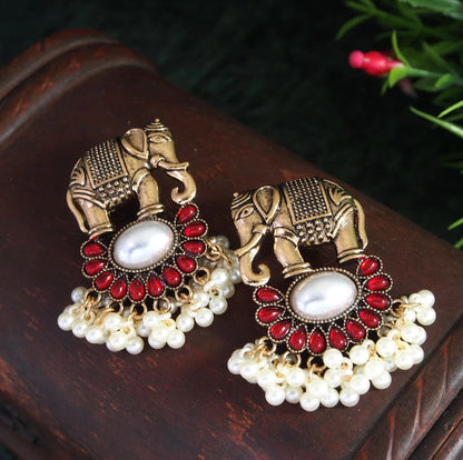 Gold Plated Elephant Traditional Earring