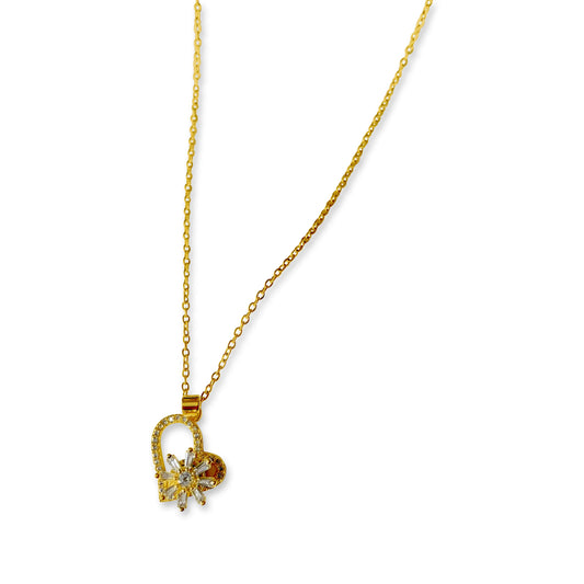 Gold Plated Heart Spinning Necklace