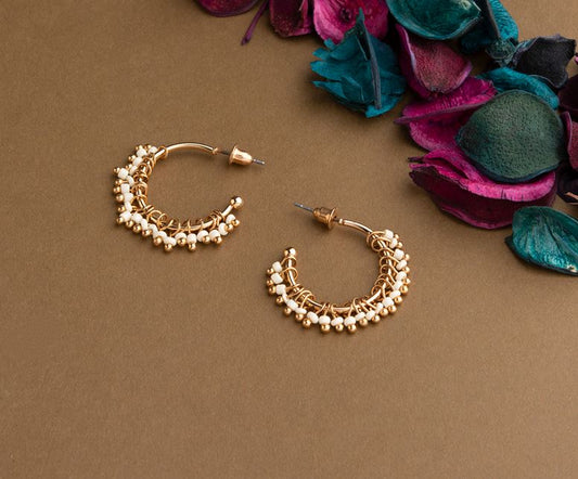 Gold Plated Open Beads Hoops Earring