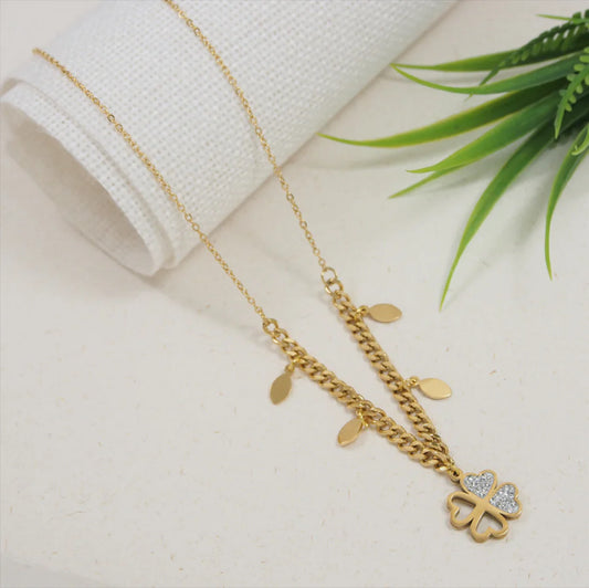 Gold Plated Floral Charm Necklace