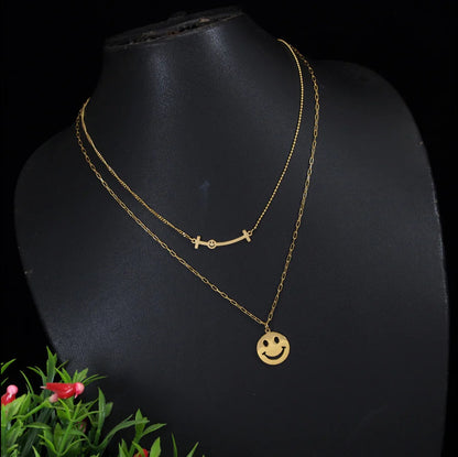Gold Plated Smile Face Chain Necklace