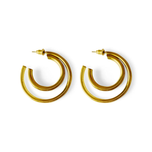 Gold Plated Dual Round Hoop Earring