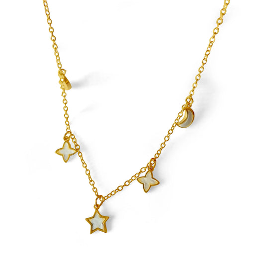 Gold Plated Moon Star Choker Necklace