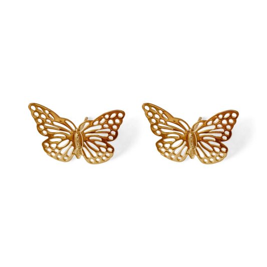 Gold Plated Butterfly Stud Earring