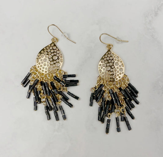 Gold Plated Tear Drop Hanging Beads Earring