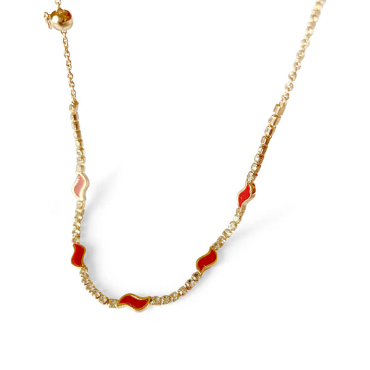 Gold Plated Red Choker Necklace