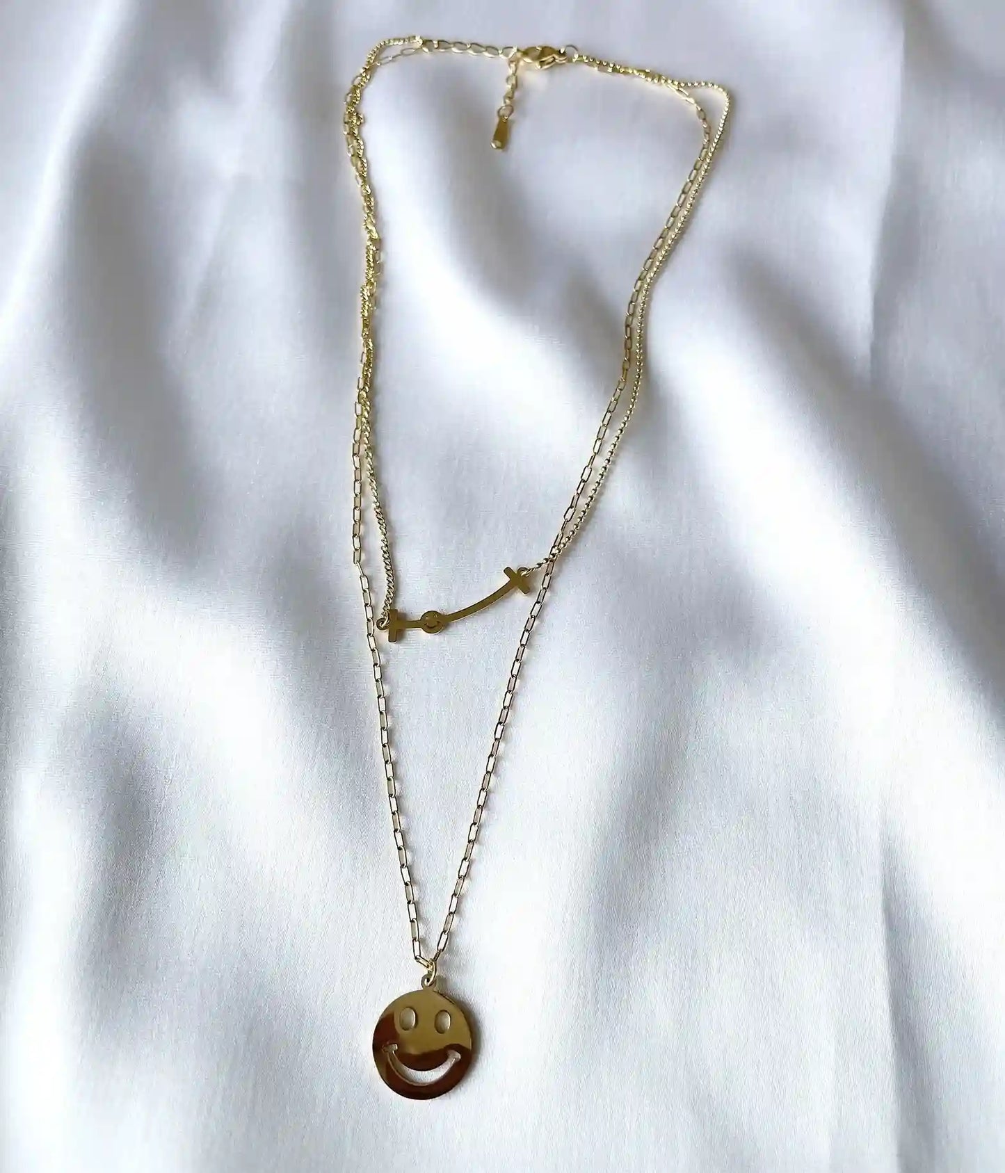 Gold Plated Smile Face Chain Necklace