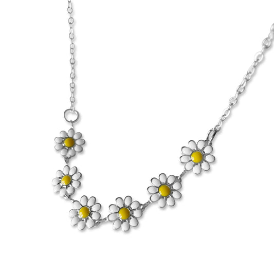 Silver Plated White Daisy Necklace