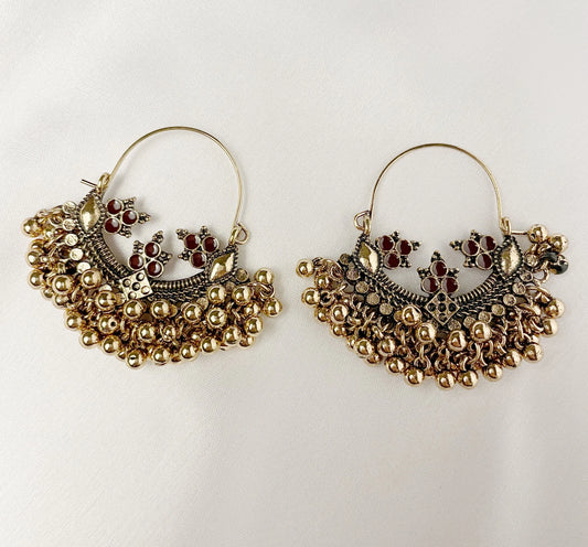 Antique Gold Plated Chand Bali Earring