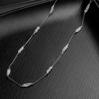 Silver Rhodium Plated Fishnet Crystal Necklace